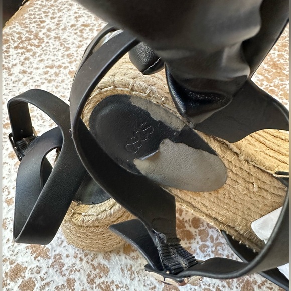 OSCS Black Espadrille Platform Ankle Strap Sandals - Picture 8 of 8